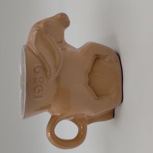 Frankoma 1989 DEM donkey mug peach color vintage